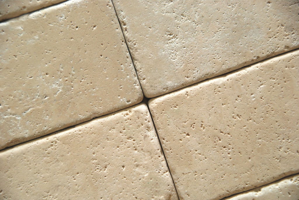 Ivory (Light) Travertine 3 X 6 Subway Field Tile, Tumbled
