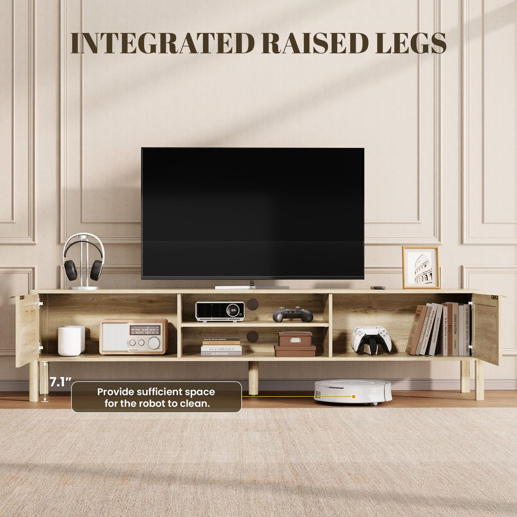 Rattan TV Stand Oak 58"