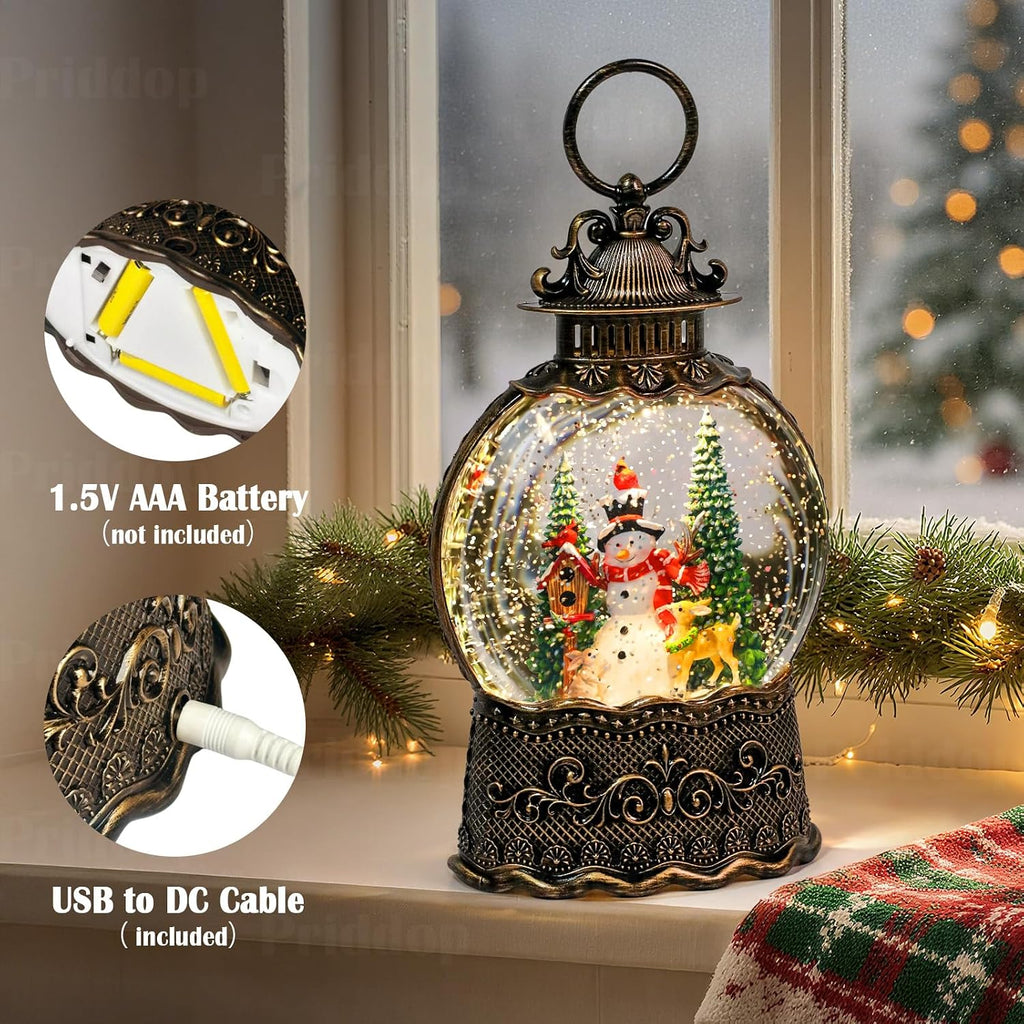 Snowman Snow Globe Christmas Decorations Indoor Deer Cardinal Snowman Gifts Classic Relief Texture Musical Glitter
