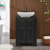 UEV Black 24" Bathroom Vanity with Sink Combo,Modern Freestanding Sink Cabinet,Stylish Bathroom Vanity Cabinet,Grooved