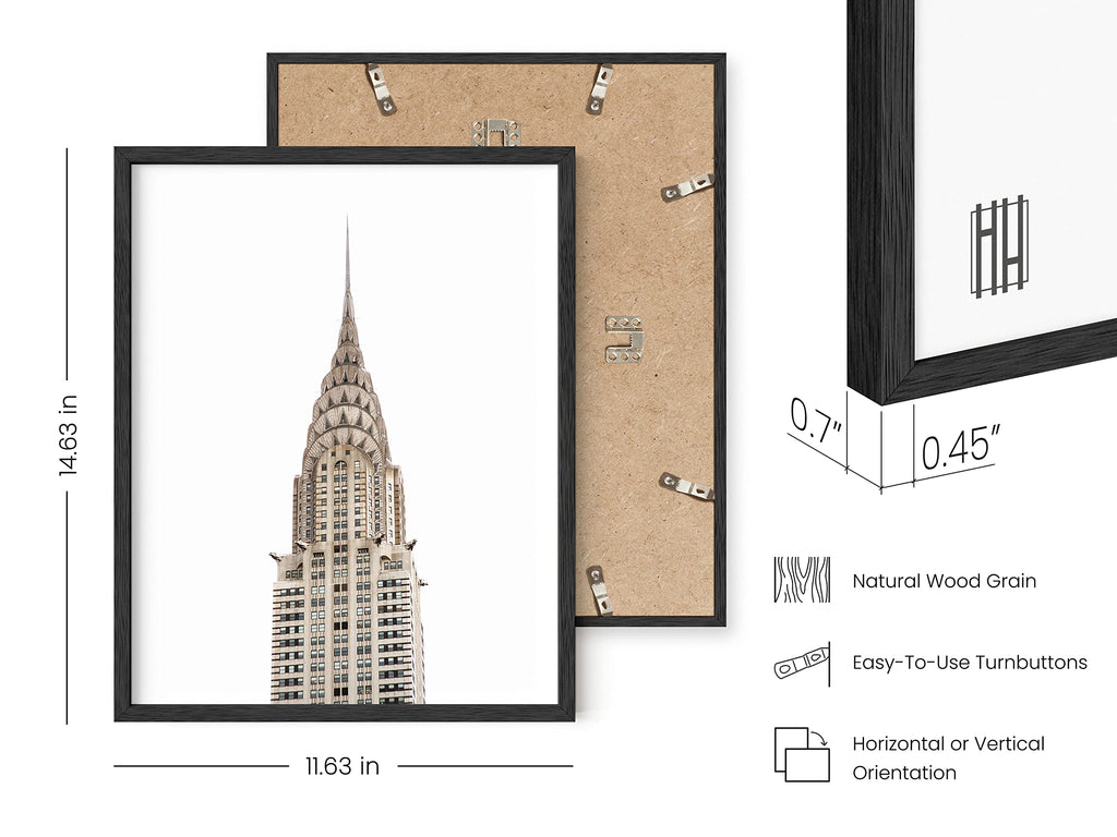 York City Skyscrapers Wall - Set of 6 NYC Skyline Posters, Modern New York Wall Decor (Black Frame, 11x14)