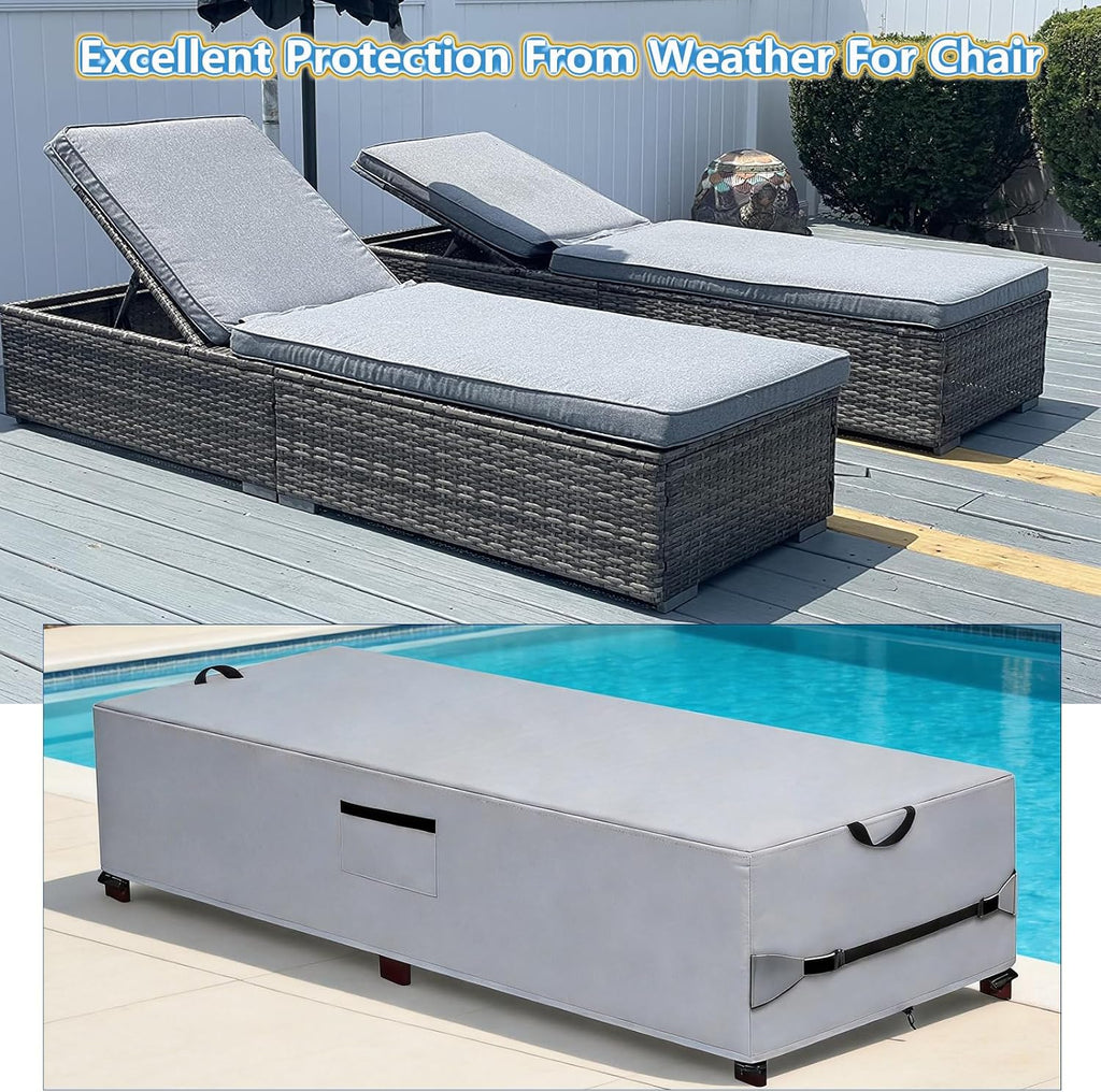 600D Waterproof Outdoor Chaise Lounge Covers 2 Pack,80"Lx28"Wx14"H inch | Heavy Duty Waterproof Weather Resistant