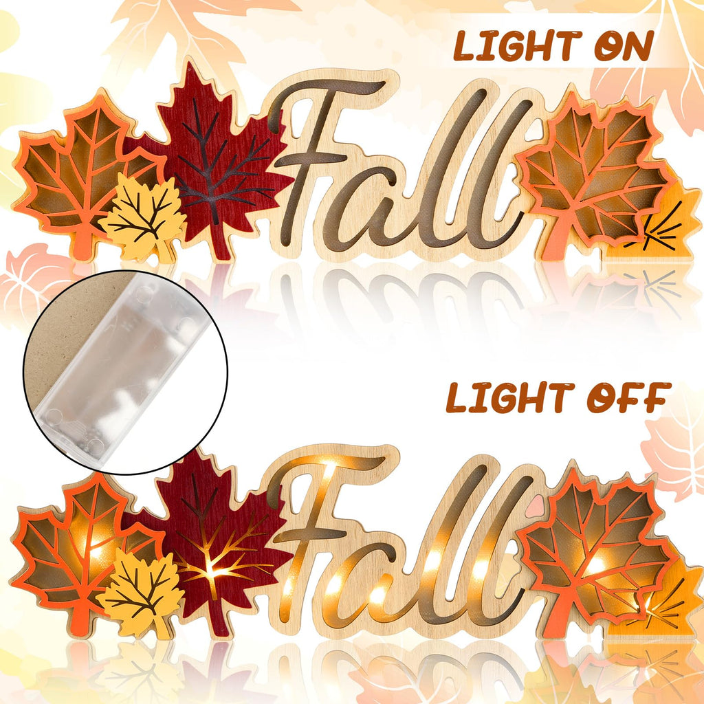 Fall Decor Thanksgiving LED Wooden Sign Rustic Tabletop Centerpiece