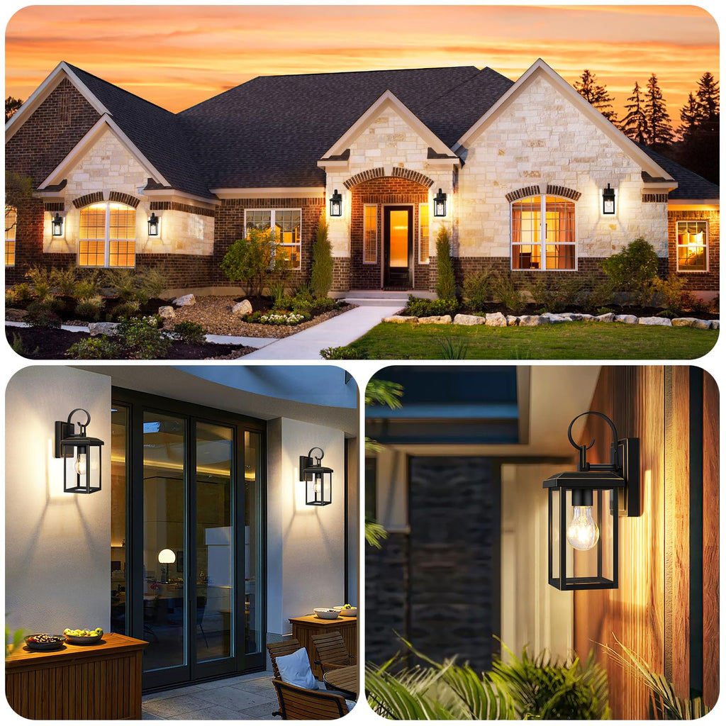 2-Pack Outdoor Wall Light Fixtures, Modern Porch Sconces, Bronze