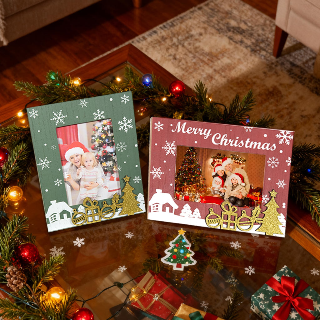 4x6 Picture Frame Christmas-Red&Green 2 Pcs in 1 set Frame can Display 4x6 Picture on the Table