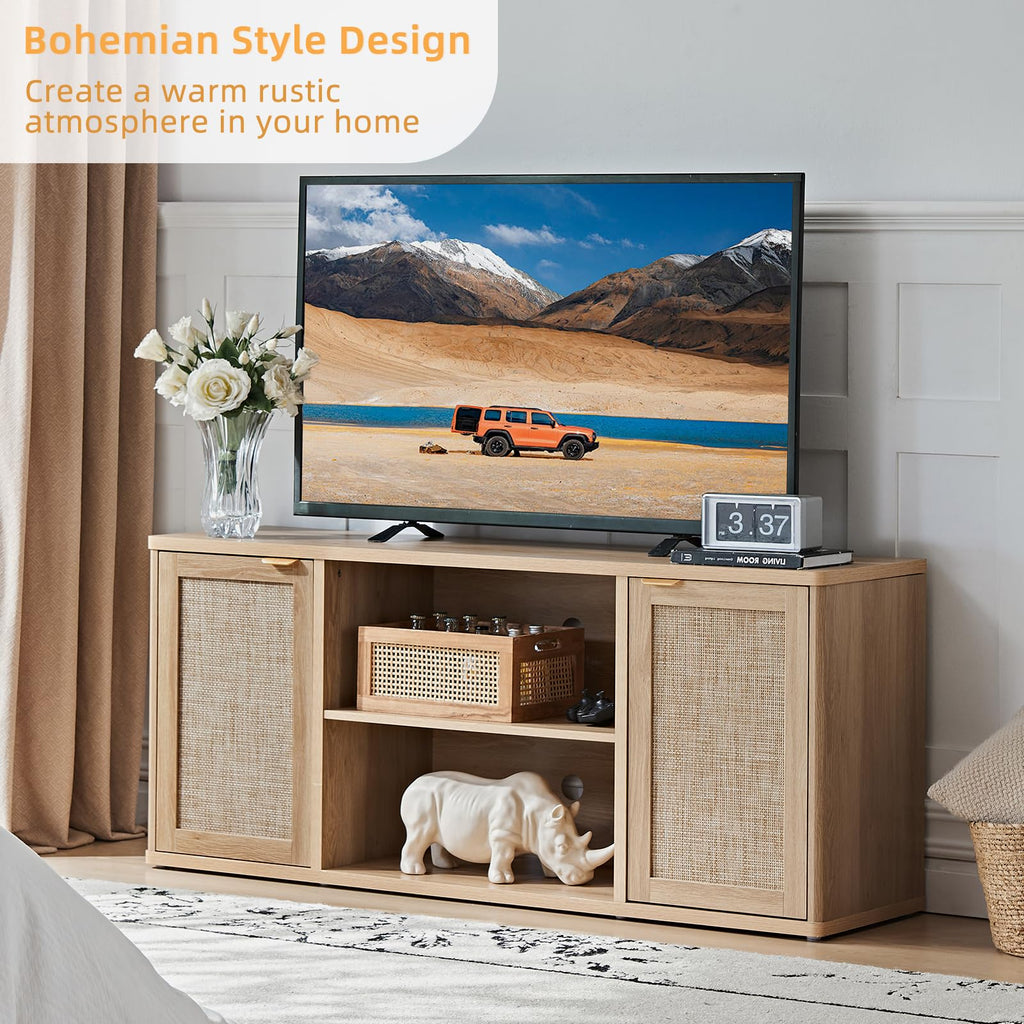 Rattan TV Stands, Natural Wood