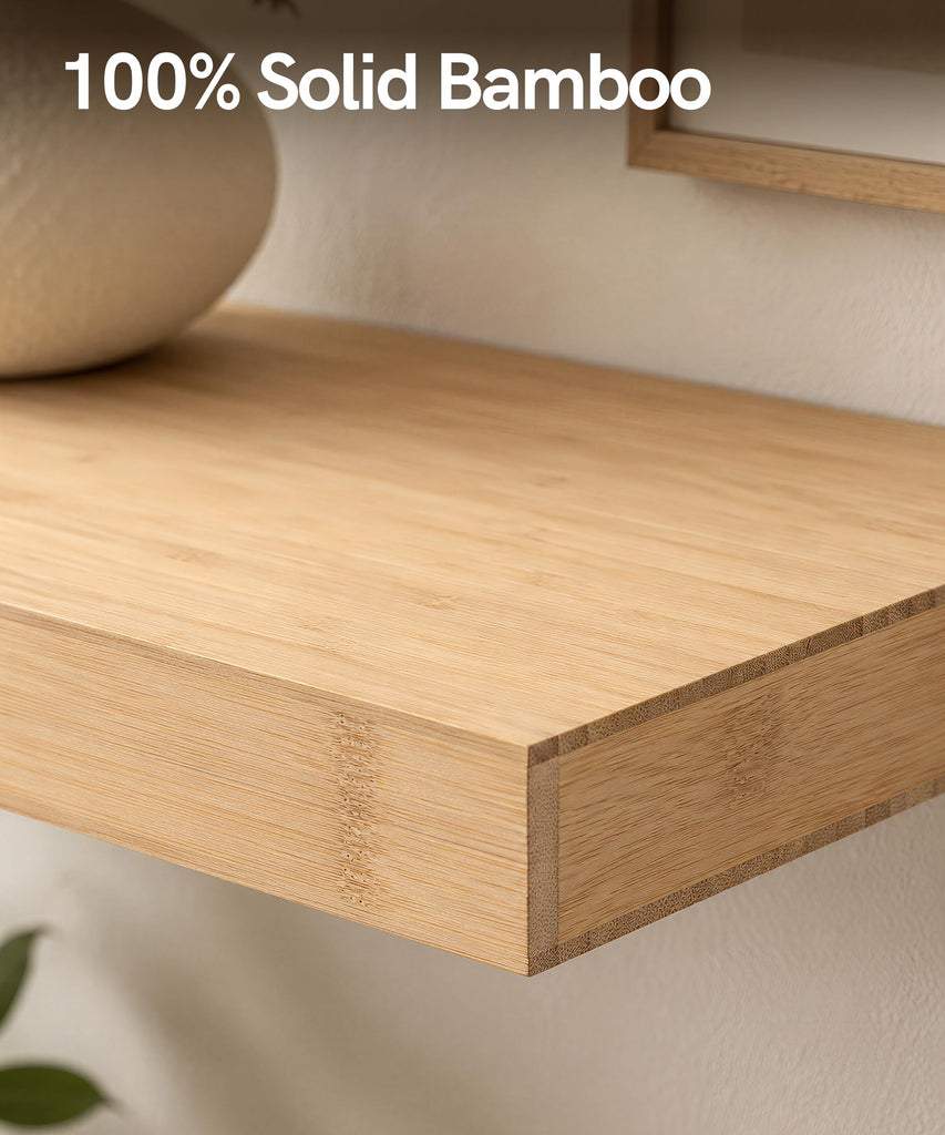 Bamboo Floating Shelves for Wall, 9.25 Inch Deep Unfinished Shelves