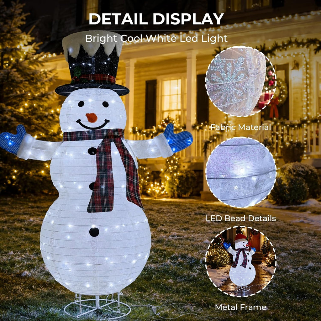 3-Piece 3D Lighted Snowman Family Set Outdoor Christmas Decorations Outdoor Snowman Decorations Collapsible Snowmen