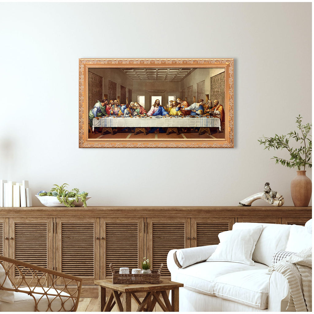 The Last Supper Golden Solid Wood Frame, 40.25x22.25
