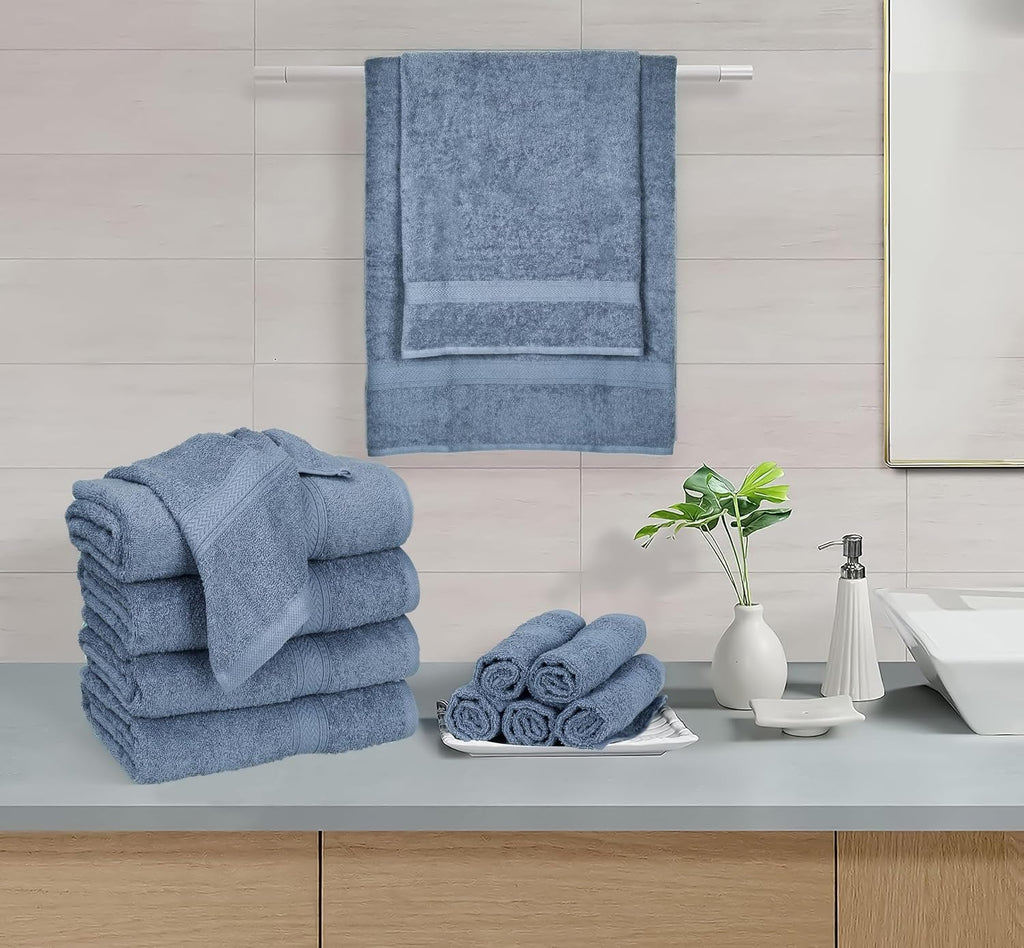 24 Piece Bath Towels Set - 100% Cotton 24 PC Bulk Pack Hotel Spa Towel Set- 2 XXL Oversized Big Towels, 4 Bath