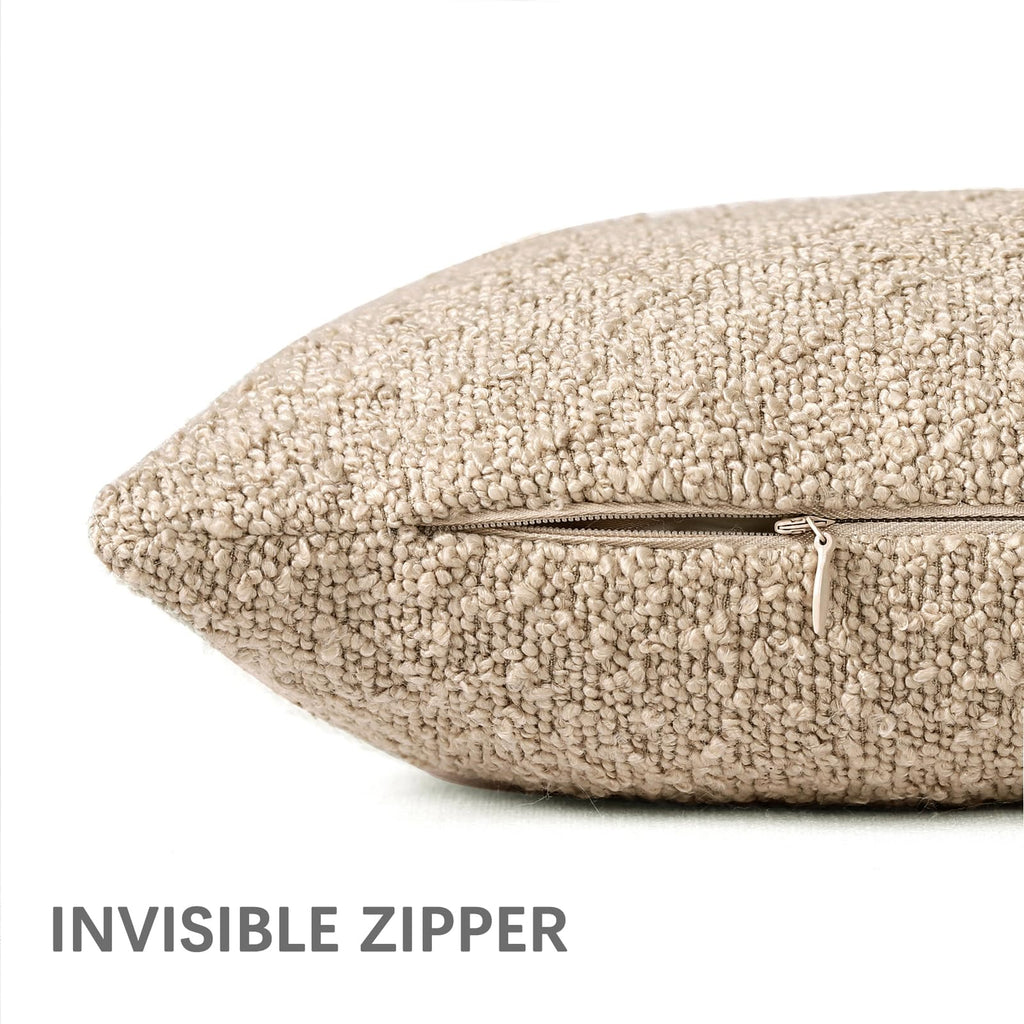 22x22 Boucle Throw Pillow Covers, 2-Pack, Oatmeal