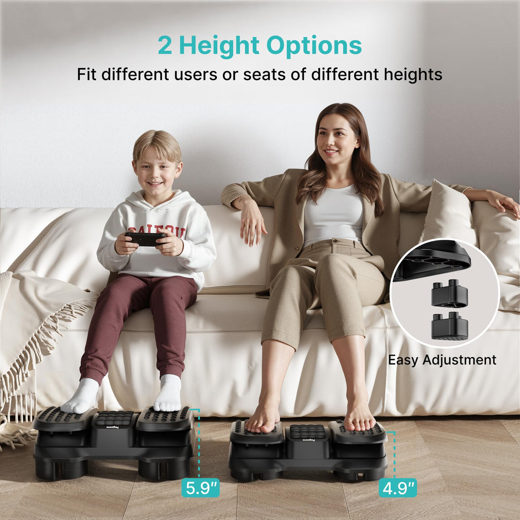 Under Desk Foot Rest with Massage Texture and Roller, 2 Heights