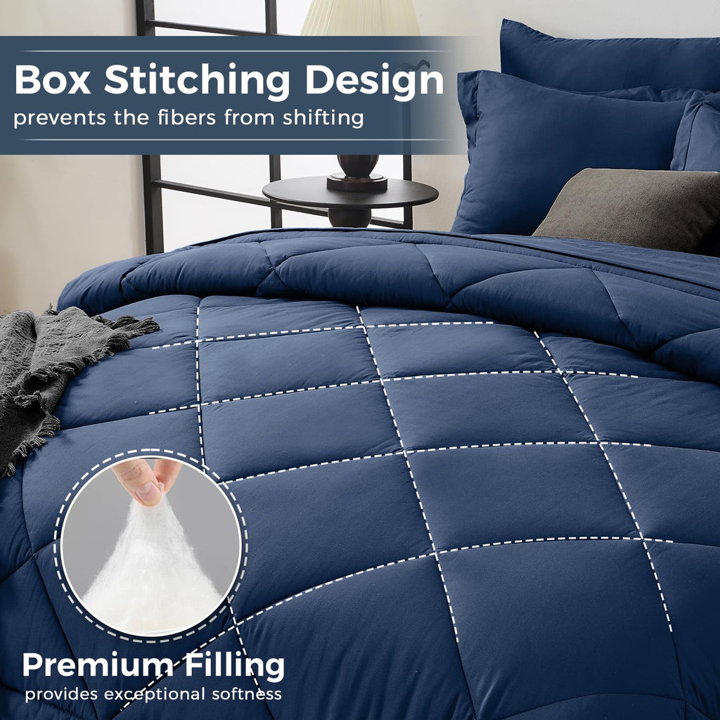 7-Piece Comforter Set, Navy Bed in a Bag