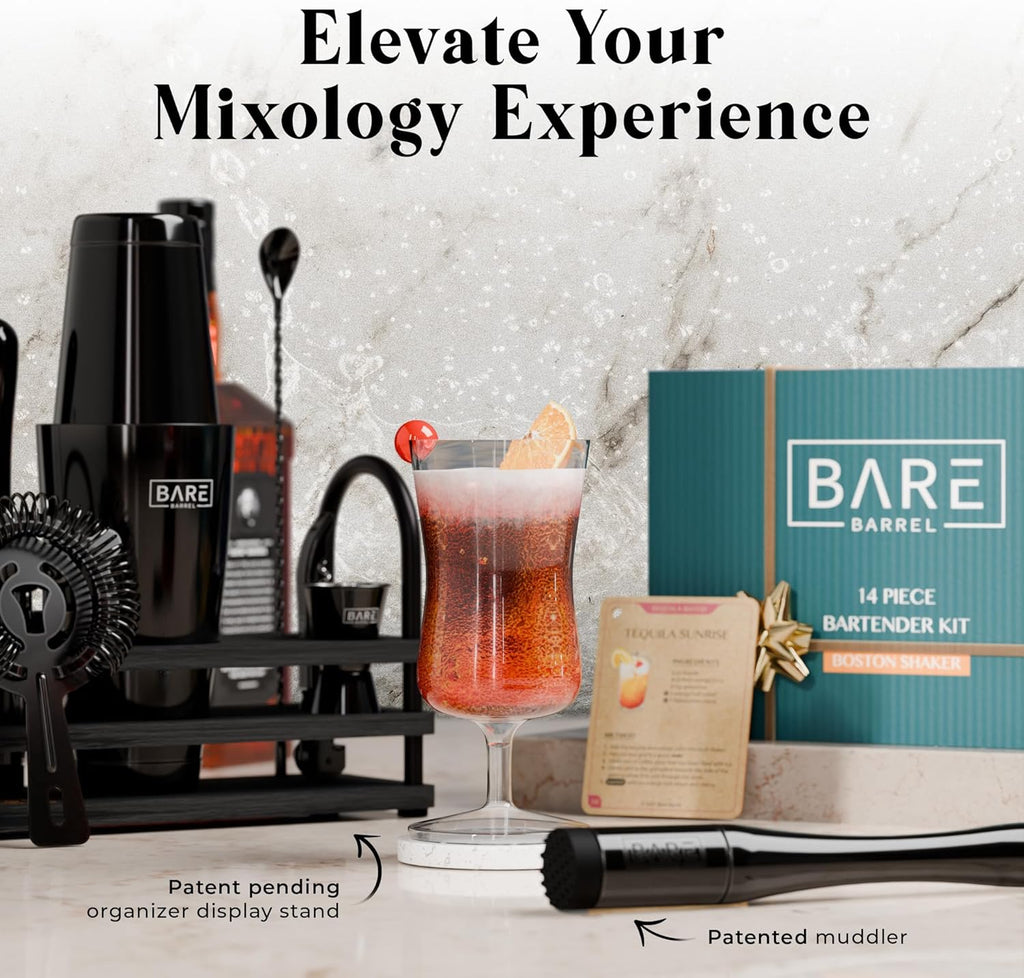 Mixology Bartender Kit Bar Set | 14-Piece Cocktail Shaker Set | Martini Barware Mixing Tools Bartending | 35 Recipe - Set of 14