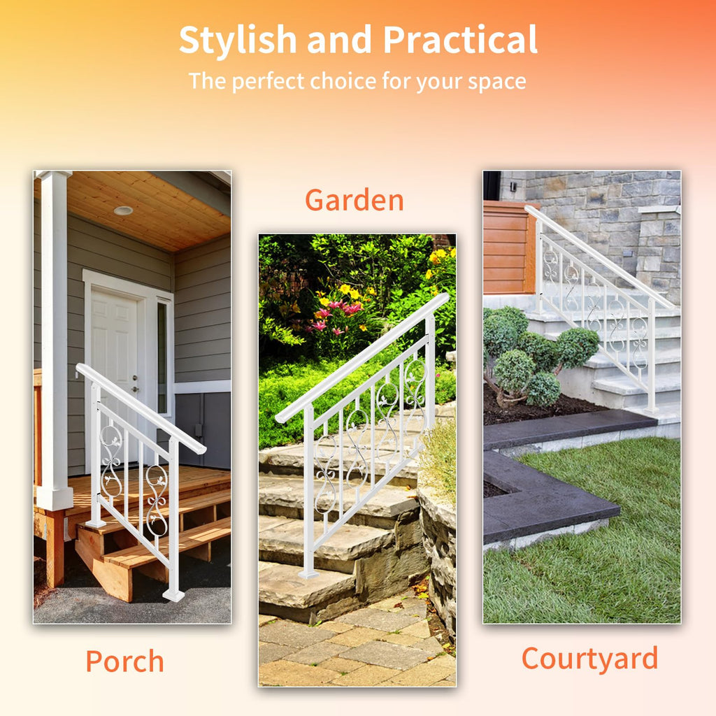 Unique Design 2 Step Hand Rails for Outdoor Steps, Adjustable