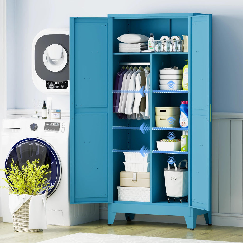 Wardrobe Closet with Doors, Armoire Wardrobe Closet with 4 Shelves
