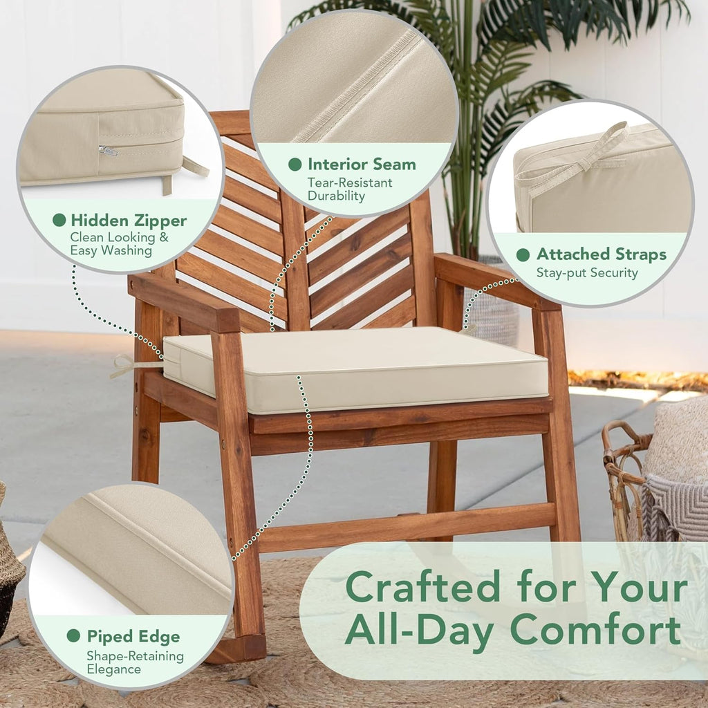 Outdoor Chair Cushions Set of 4: Waterproof & Fade Resistant Seat Cushion Furniture - 18.5 x 16 x 2 Inch Chair Pads