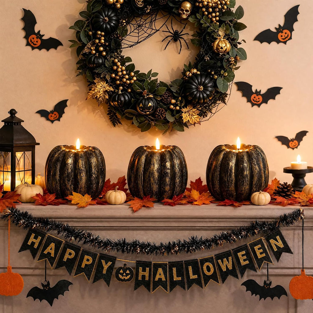 Halloween Decor Indoor, Halloween Decorations, Flameless Pumpkin Candle