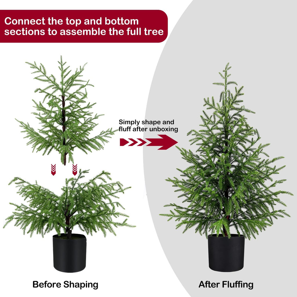 3FT Artificial Norfolk Pine Potted Christmas Tree, Unlit