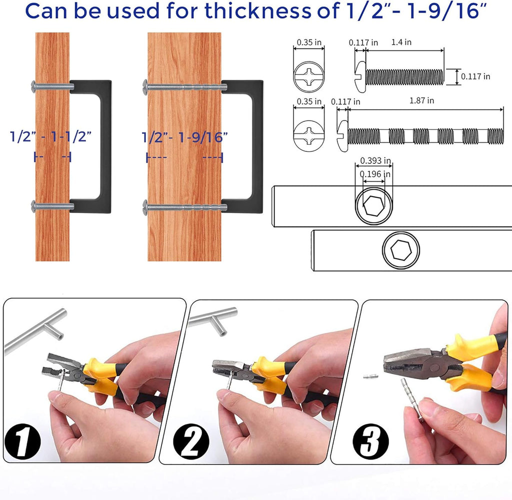 Square Cabinet Handles 10 Pack, Solid Kitchen Cabinet Pulls Drawer Pulls Kitchen Cabinet Hardware Flat Handles, 3 Inch