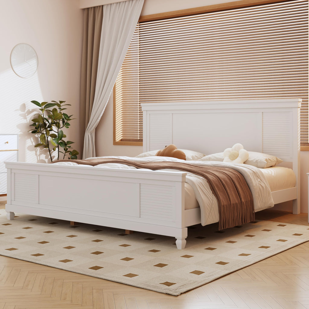 Todie Modern Bed Frame with Headboard, Wooden Platform Bed Frame, Farmhouse Bed Set, No