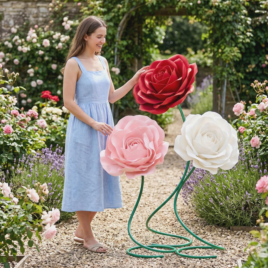 3 Pcs 5ft Large Rose Flowers Multicolor Giant Artificial Rose