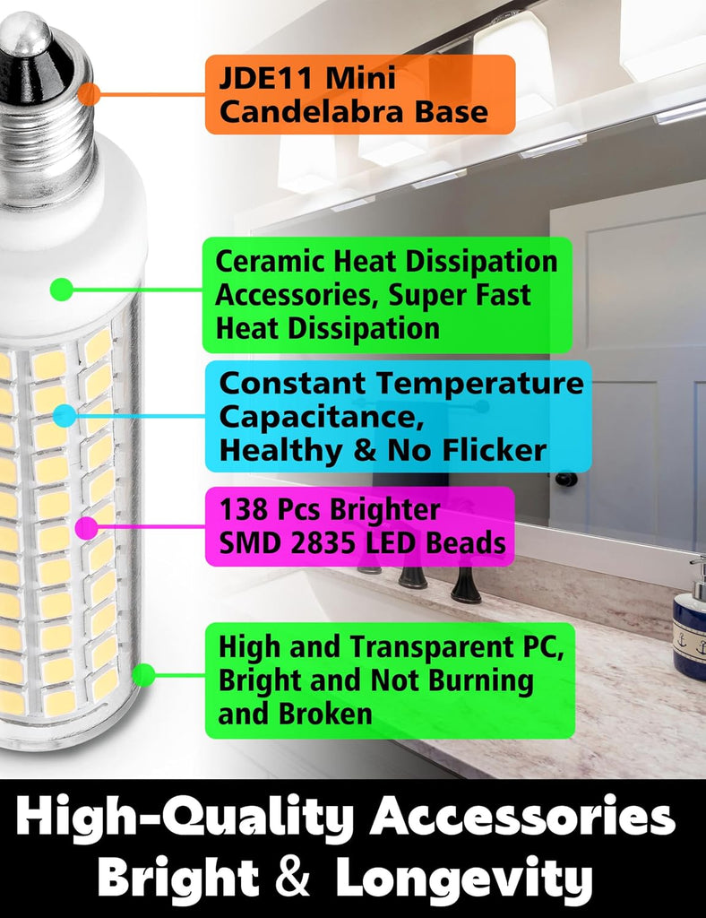 Dimmable JD E11 Led Bulb 10W, 100W Halogen Equivalent, 6000K Daylight White