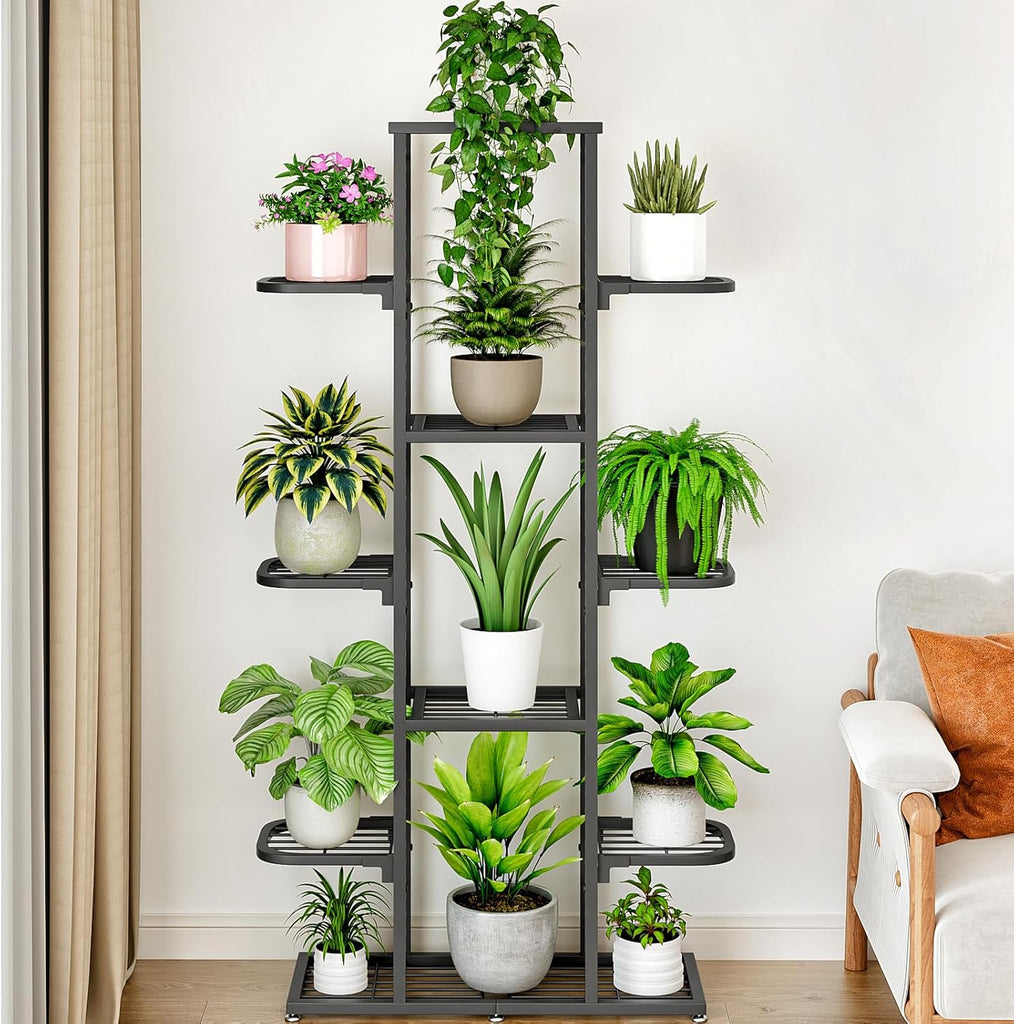 Plant Stand Indoor Outdoor Tiered Adjustable Tall Plant Shelf Rack | 7 Tier Plant Shelves Multiple Flower Holder