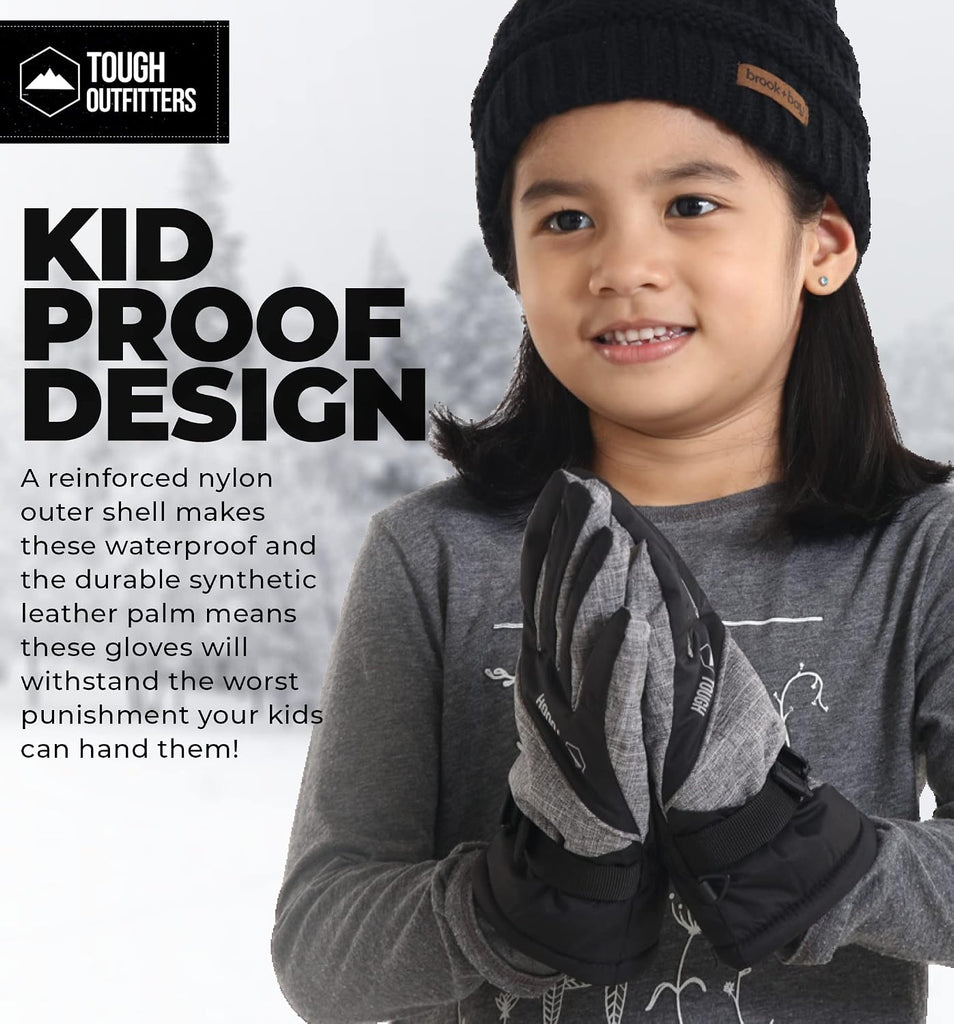 Kids Insulated Waterproof Snow Gloves - Youth Winter Ski Gloves for Girls & Boys