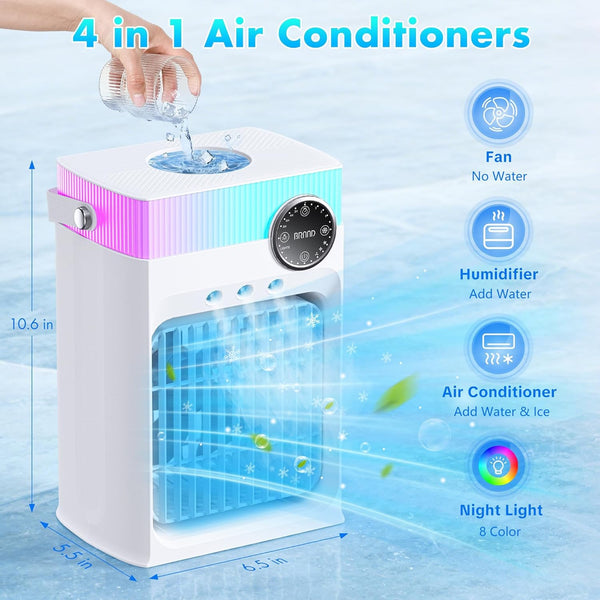 Portable Air Conditioners, Mini AC Unit Cooling Fan,1200ML Small Air C ...