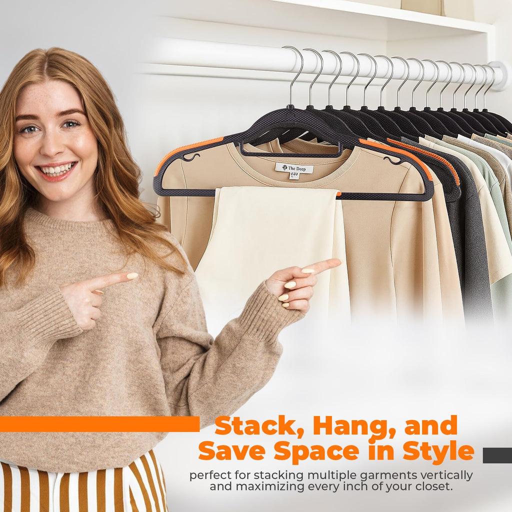 Plastic Hangers 20 Pack, Cascading Slim Space Saving Clothing Hangers with 360° Rotating Hook, Non Slip Clothes