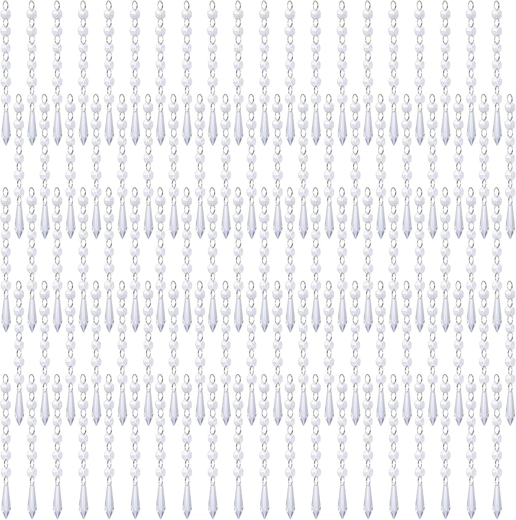 100 Pcs Clear Acrylic Hanging Crystals, Garland Strands for Chandelier Centerpieces Christmas Tree Wedding Party Home