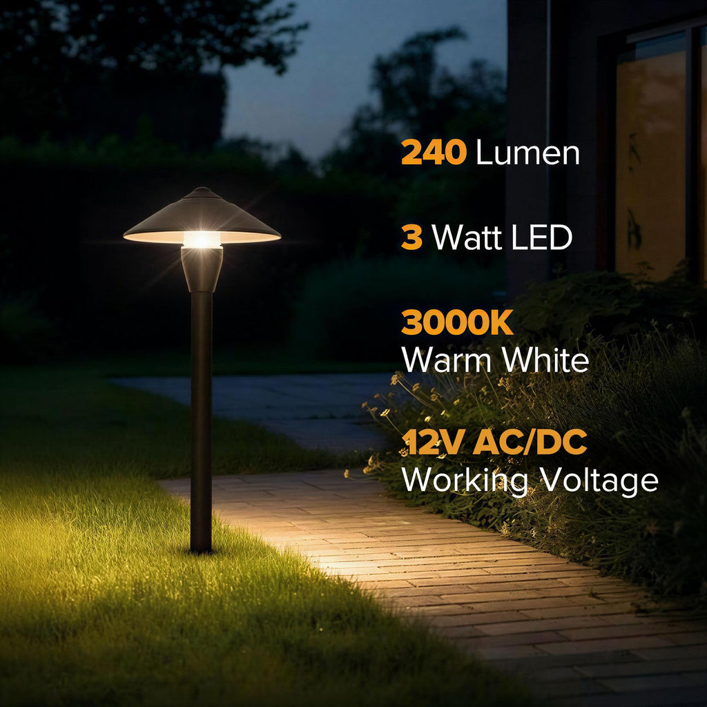 12V Low Voltage Pathway Lights, Die-cast Aluminum Pathway Lights with Connectors,IP65 Waterproof Outdoor Landscape
