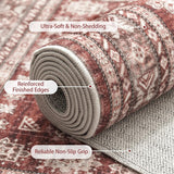 Washable 3x5 Area Rug, Boho Vintage Floral Rug Non Slip Low Pile Indoor Carpet, Durable Distressed F