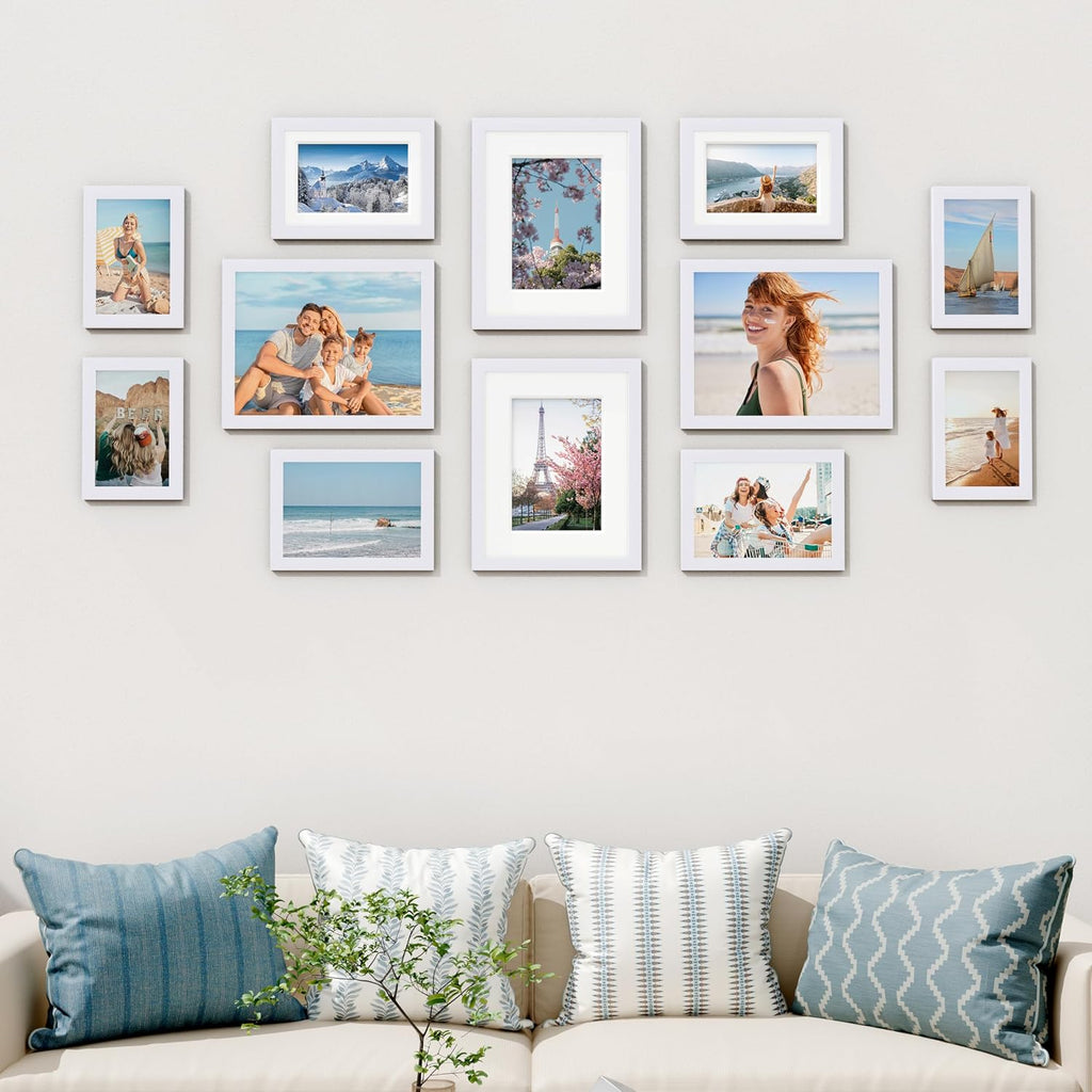 12 Pack Picture Frames Collage Wall Decor, White | Gallery Wall Frame Set: 4pcs 8x10, 4pcs 5x7 & 4pcs 4x6 Photos for