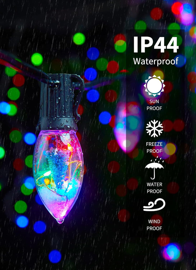 C9 LED Christmas Lights Outdoor, 45 Ft C9 String Lights with 40 Shatterproof LED Bulbs, 3 Light Mode, Connectable