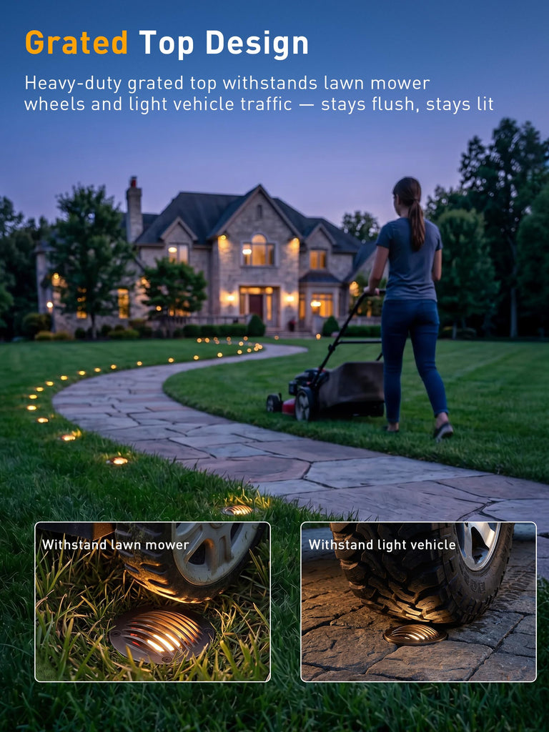 6 Pack] Landscape Well Lights,Brass Outdoor Low Voltage In Ground Light for Deck Pathway with Replaceable 7W MR16 LED