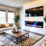 72 Inch Electric Fireplace, Ultra-Thin Fire Places Electric Fireplace Inserts Recessed and Wall Mounted with Remote