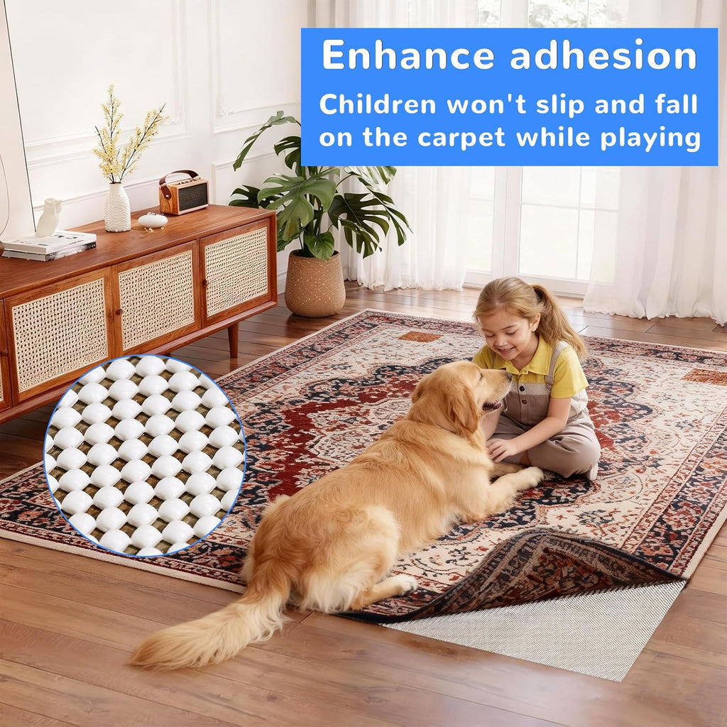 Non Slip Rug Pad Gripper 8X10 FT for Hardwood Floors, Eco-Friendly Anti Skid Mat Under Area Rugs, Keeps Rugs Safe - Set of 80