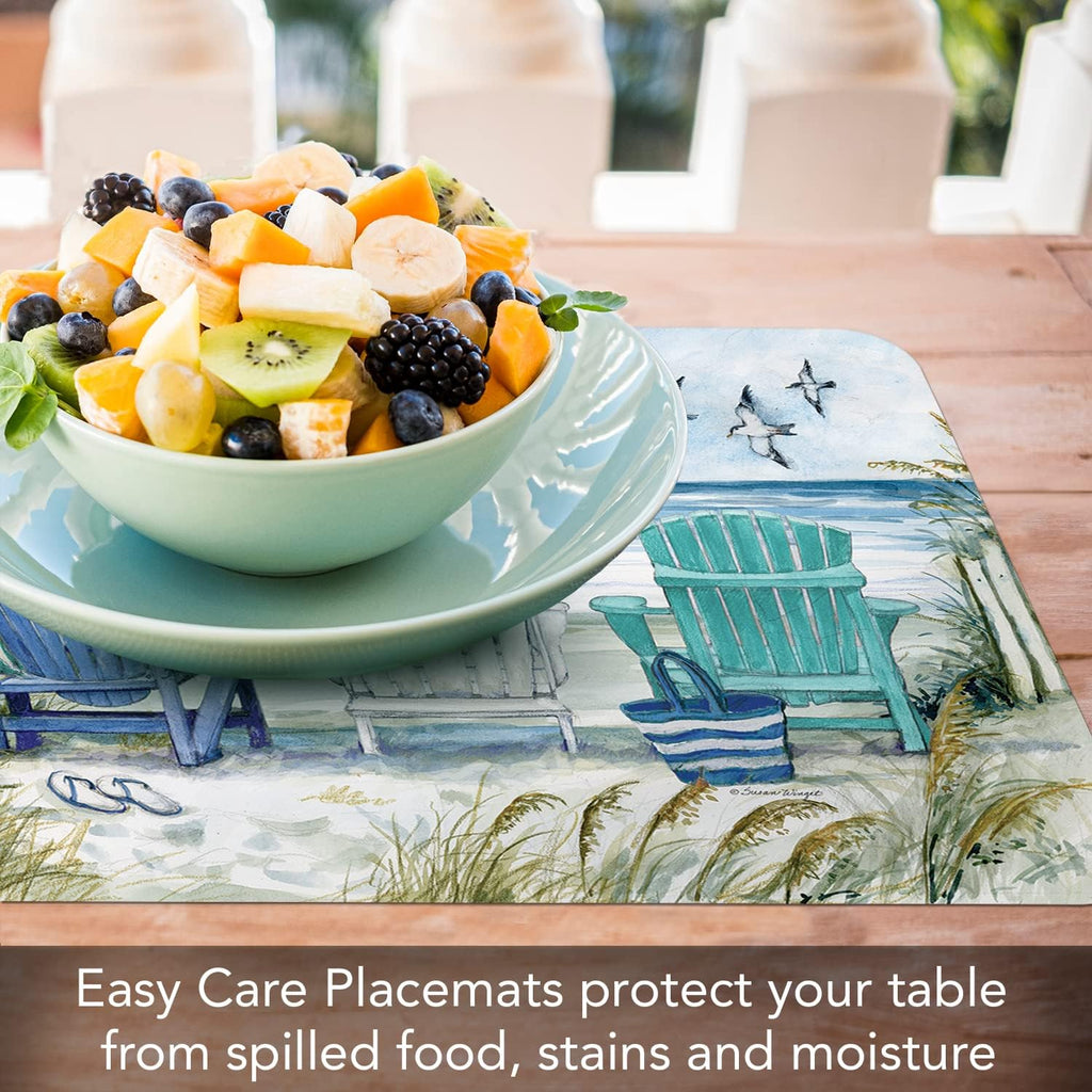 Chairs By The Sea Reversible Easy Care Placemat 4 Pack - Set of 4