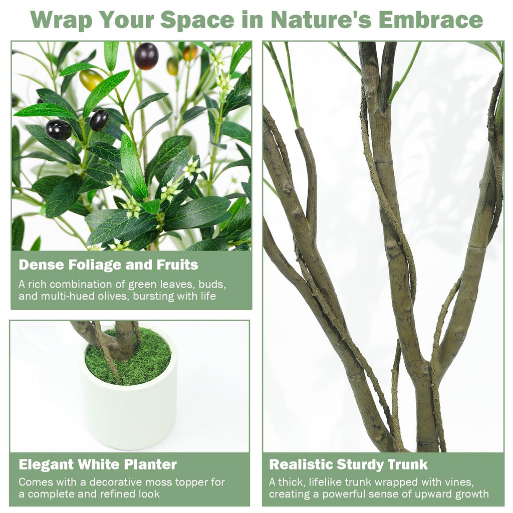 Artificial Olive Tree 6FT, Indoor Outdoor Faux Tree