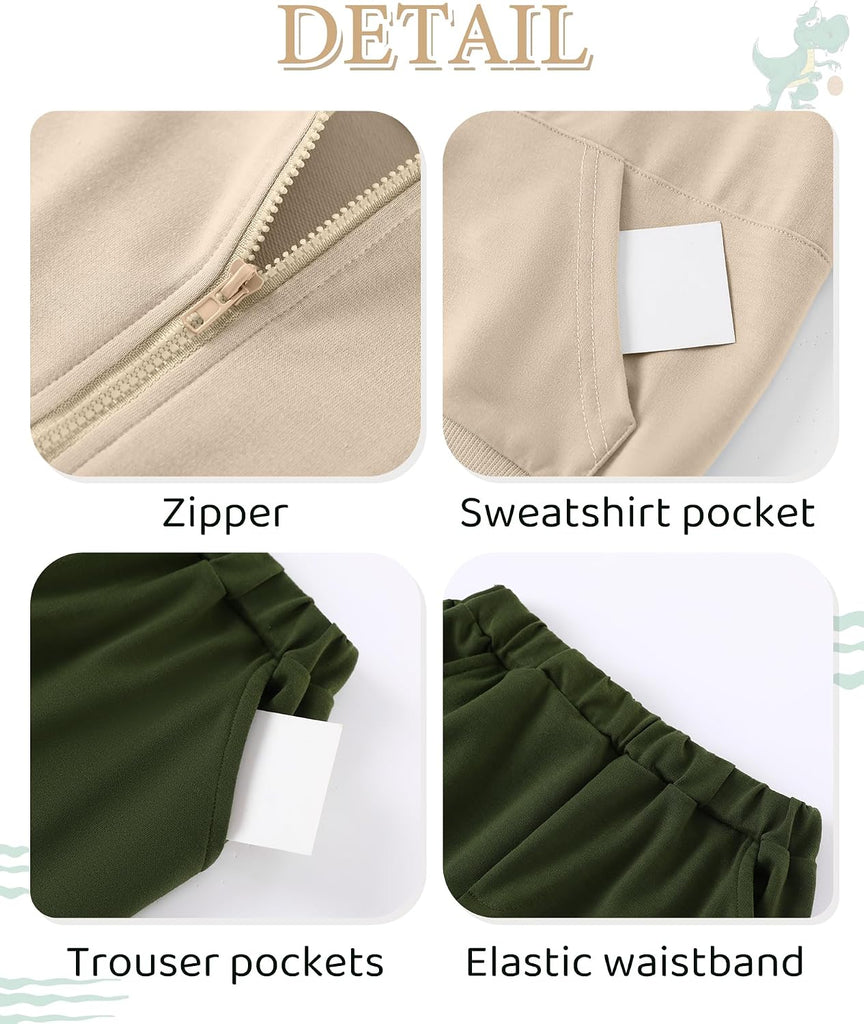 Toddler Boys Half Zip Hoodie and Sweatpants Set Fall Winter