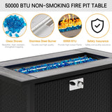 45in Fire Table, Propane Fire Pit with Glass Wind Guard and Rain Cover, Outdoor Firepit Table 50000 BTU 3-in-1 Fire Table for Patio/Yard/Balcony - Image 7