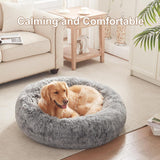 36 inches Donut Dog Bed for Large Dogs - Calming Fluffy Round Pet Bed with Removable & Washable Cover,Fits up to 80