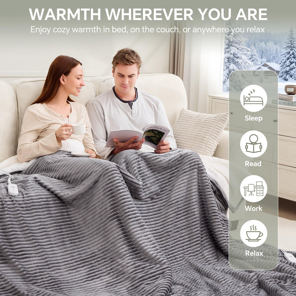Heated Blanket Dual Control Electric Blanket, 84"x90"