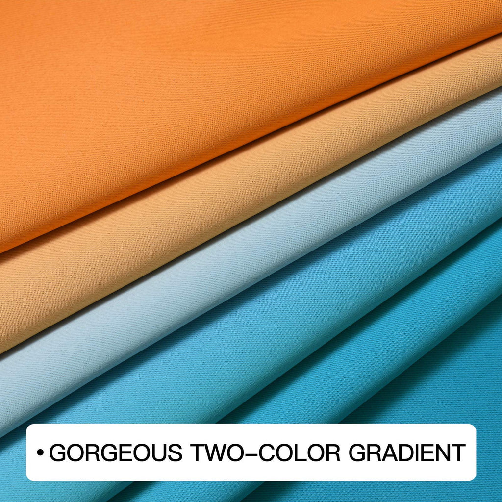 Grommet Ombre Blackout Orange and Blue Curtains, W52 x L63 inch
