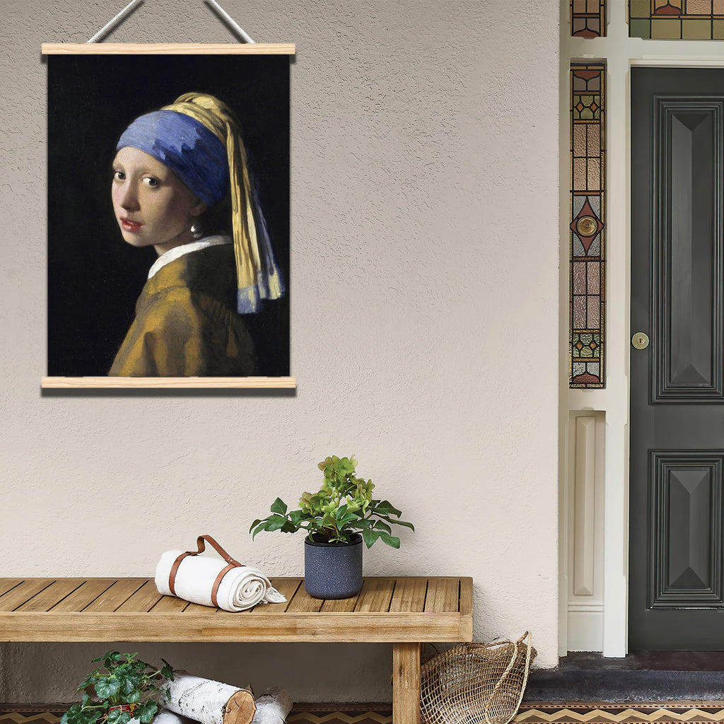 Johannes Vermeer hanging poster- Girl with a Pearl Earring Art Print Wall Hanging - Famous Girl Portrait - Girl Room