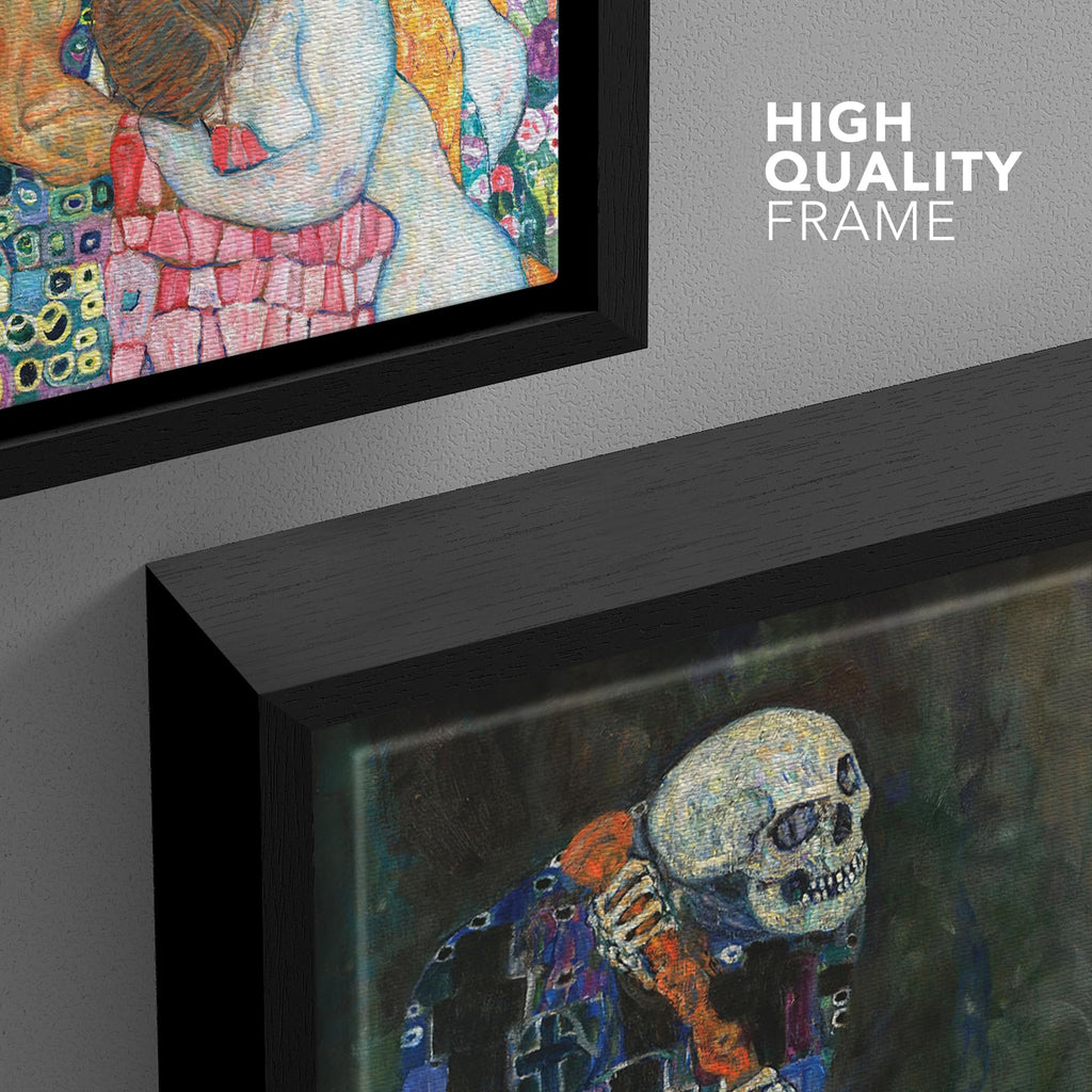 Framed Canvas Print Wall Art Death & Life by Gustav Klimt People Historic Illustrations Fine Art Traditional Scenic