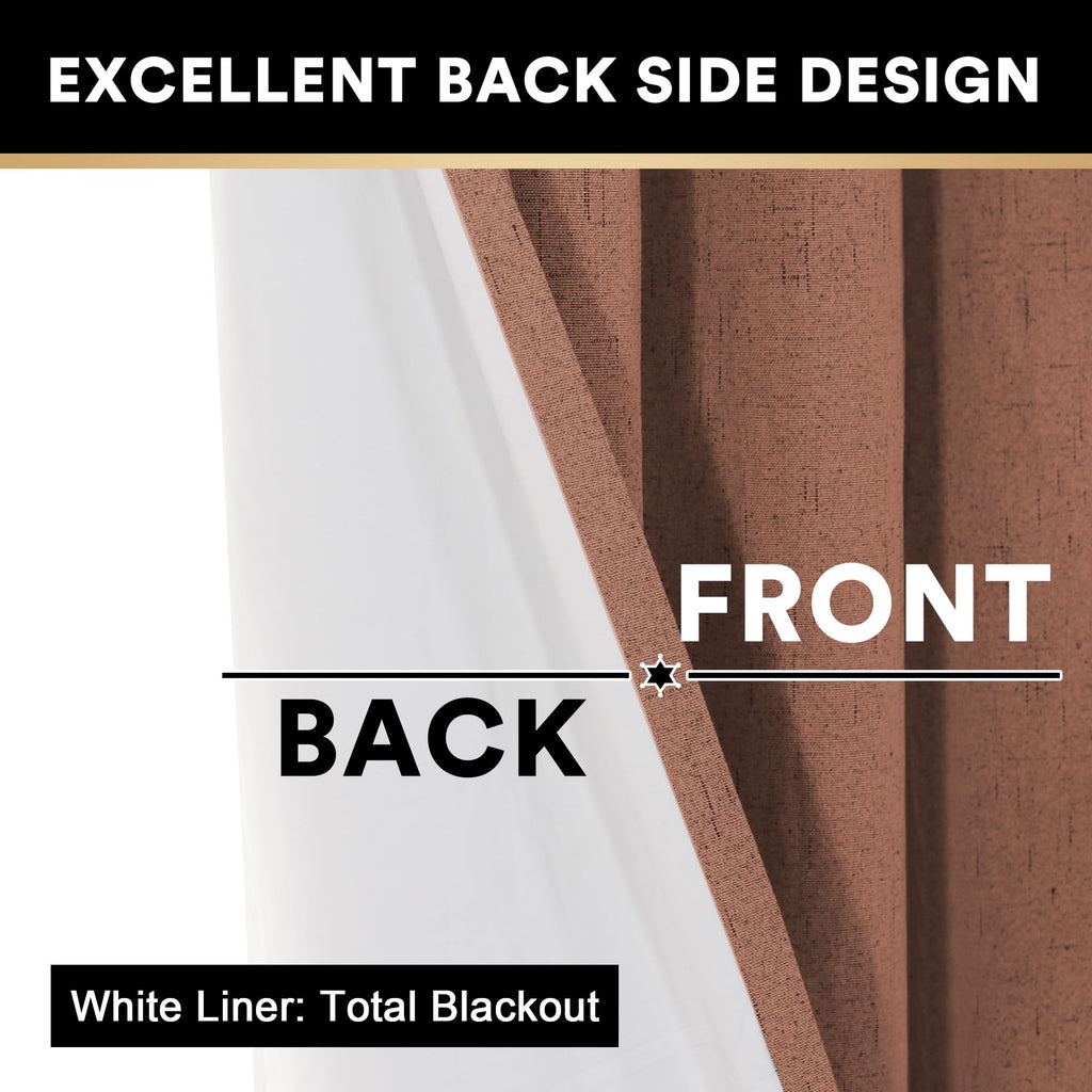 Primitive Textured Linen 100% Blackout Curtains /Living Room Blackout Curtains 54 Inches Long, Energy Saving Window