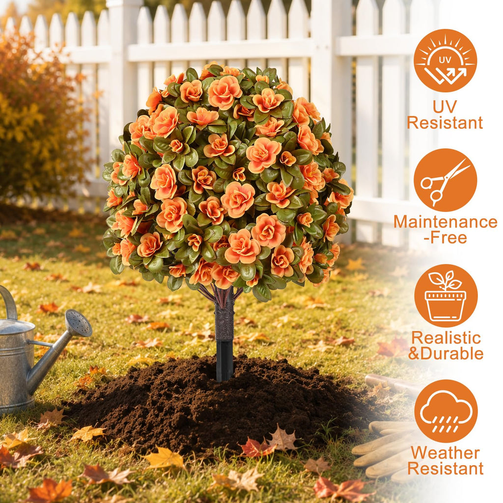 Artificial Mums for Outdoors, Fake Bushes Topiary Ball Fall Decor